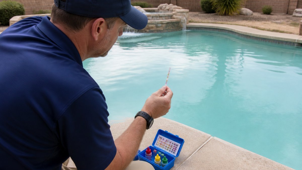 Why Is My Pool Water Cloudy? 7 Causes and Fixes 1 Why is my pool water cloudy? Pool water testing at a hazy residential swimming pool